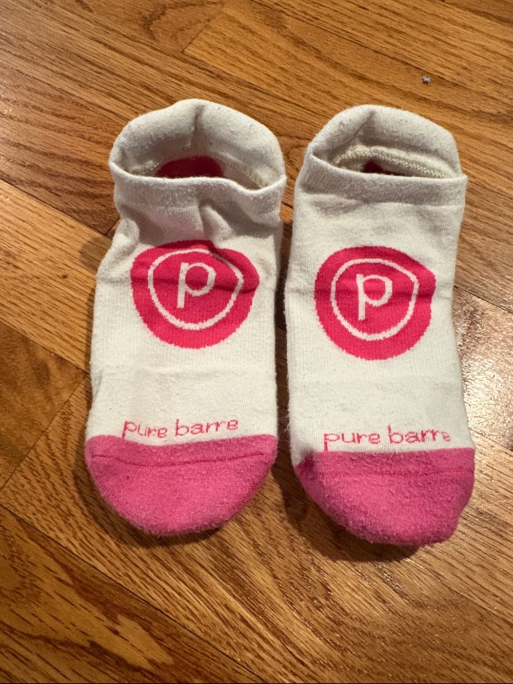 Pure Barre White & Pink Ankle Socks